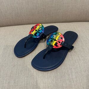 Tory Burch Navy and Multicolor Sandals